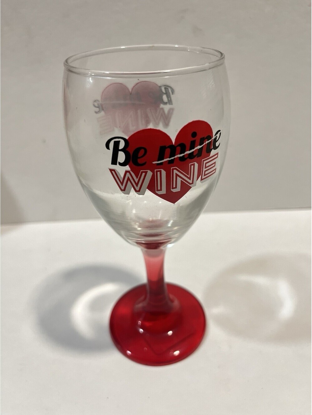 Cristar Wine Glass Be Mine Valentine Heart Red Love